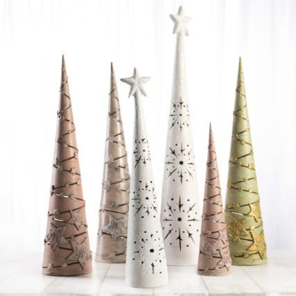 choinki gliniane świąteczne  - podświetlanie led - producent