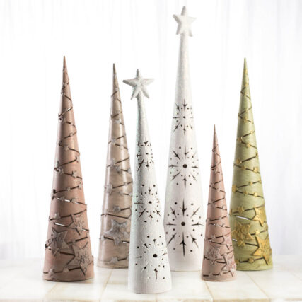 choinki gliniane świąteczne - podświetlanie led - producent