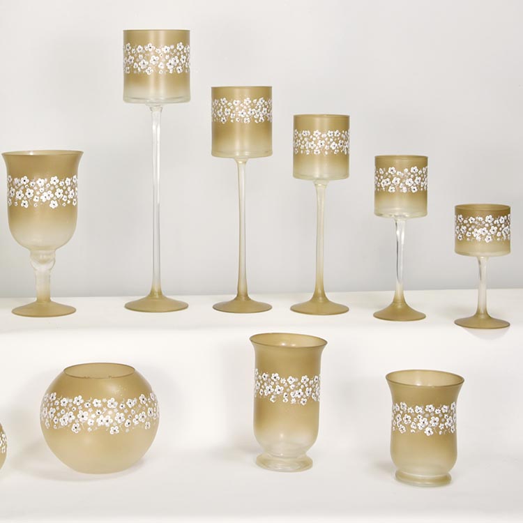 szkło kwiatki beżowe 750